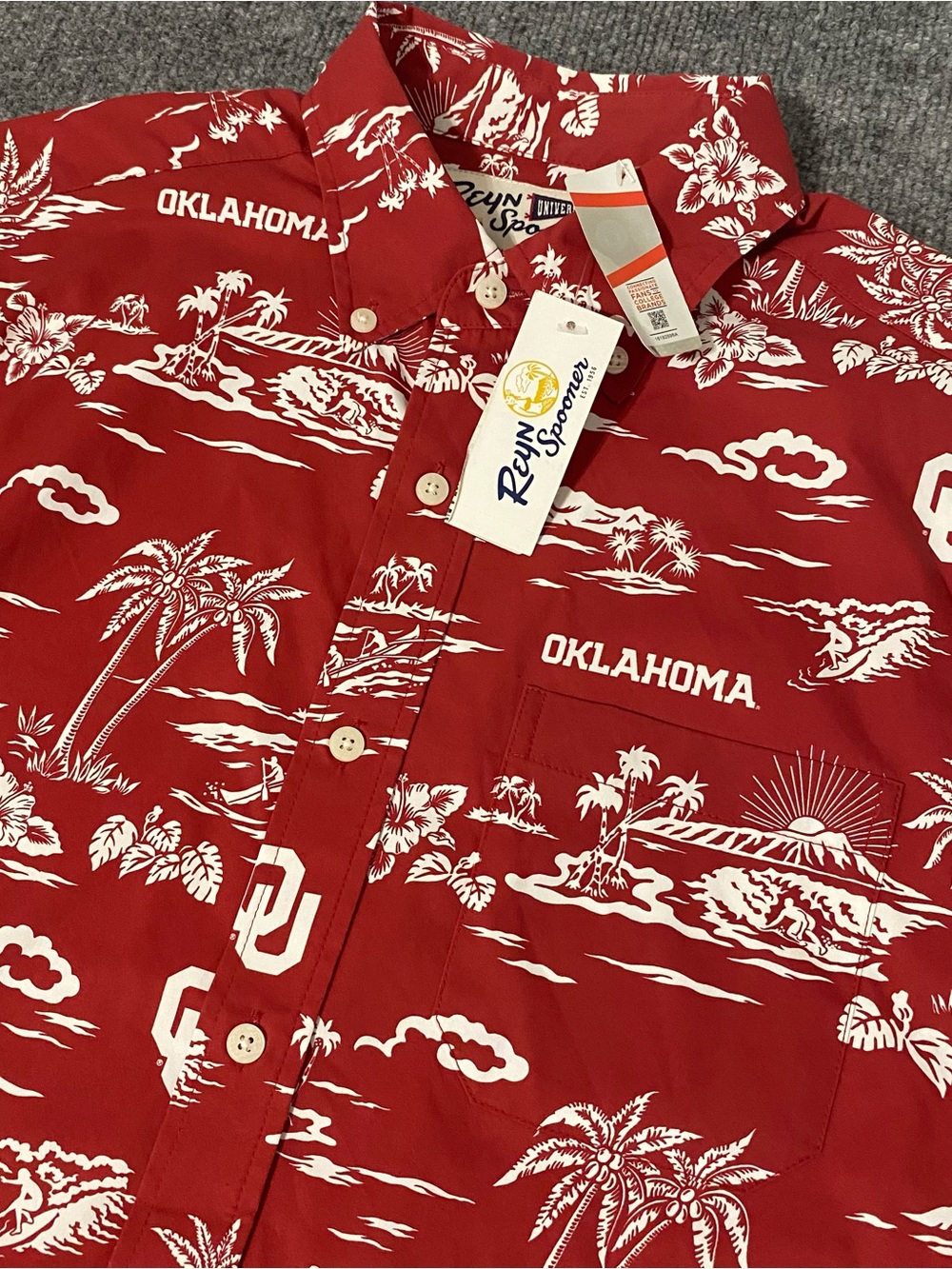 Reyn Spooner Oklahoma Sooners Kekai Performance Mens Medium Button Shirt NWT